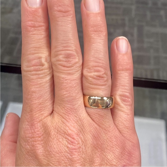 SOLID 14k YELLOW GOLD WIDE WEDDING BAND RING - Unisex Bridal Thumb Stacking Ring - Picture 12 of 15